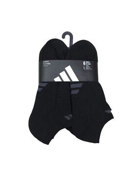 Adidas Mens Climacool No-Show Cushioned Socks 6-Pack Black/Grey Large